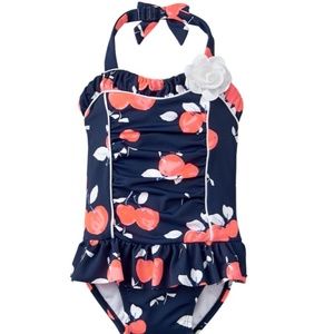 Janie & Jack: Navy Cherry Print Swimsuit